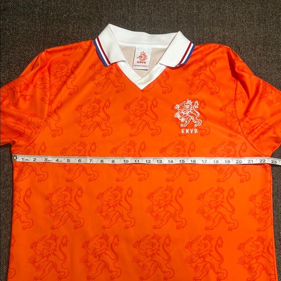 KNVB Netherlands Dutch Cup Soccer Football Lion Print Orange Polo Jersey sz XL - Picture 7 of 9
